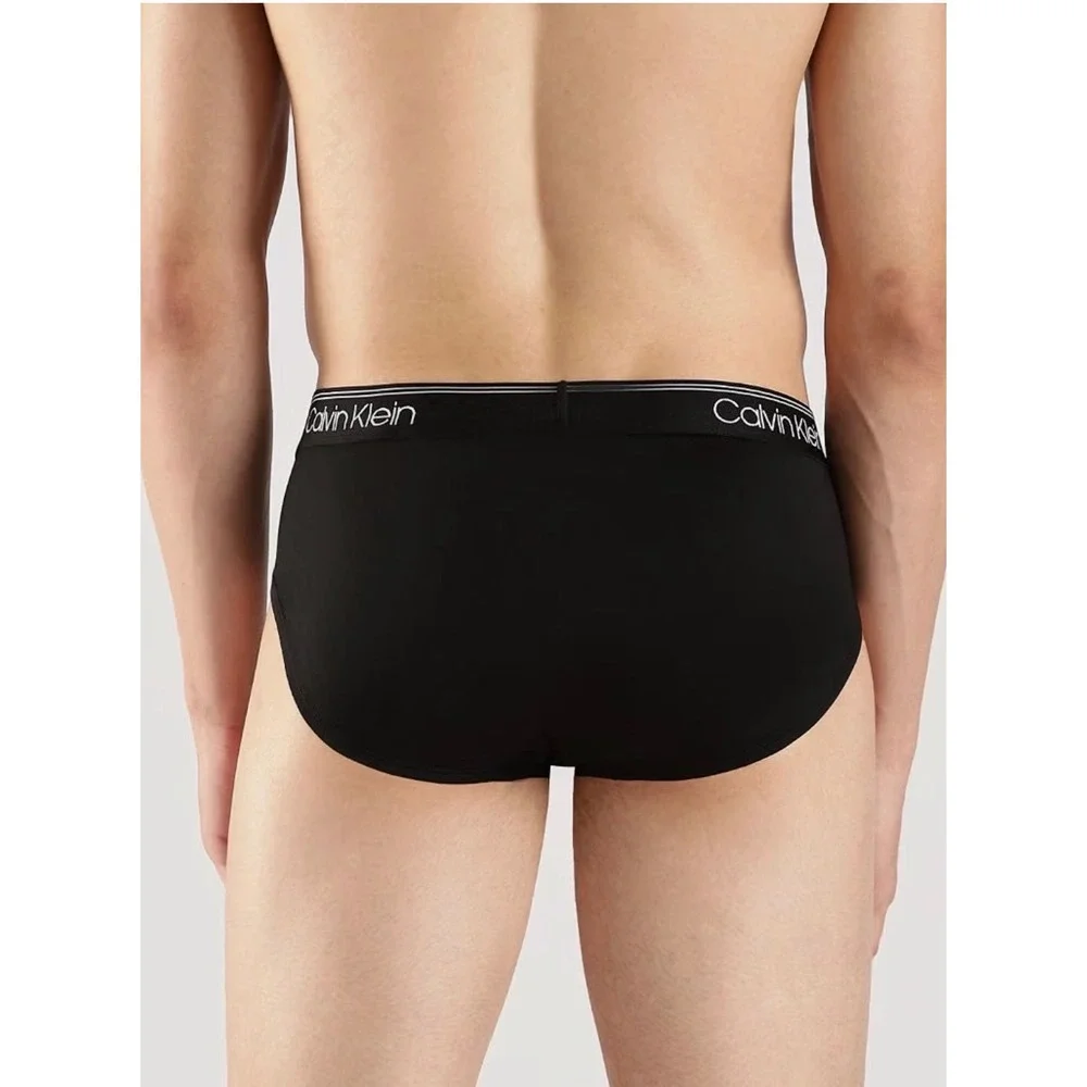 Calvin Klein Mens 3 Pack Microfiber Stretch Hip Briefs Black Large NB2570